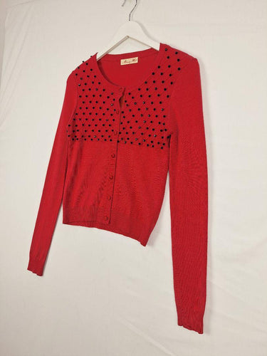 Alannah Hill Diamond Beaded Warm Pink Cardigan Size 8 by SwapUp-Online Second Hand Store-Online Thrift Store
