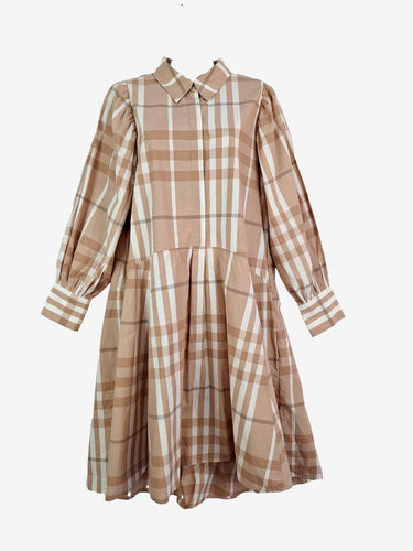 Zoe Kratzmann Mocha Button-up Plaid Dress Size 10 by SwapUp-Online Second Hand Store-Online Thrift Store