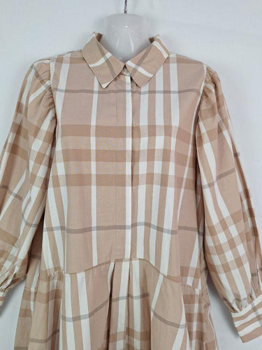 Zoe Kratzmann Mocha Button-up Plaid Dress Size 10 by SwapUp-Online Second Hand Store-Online Thrift Store