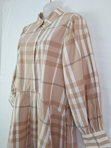 Zoe Kratzmann Mocha Button-up Plaid Dress Size 10 by SwapUp-Online Second Hand Store-Online Thrift Store