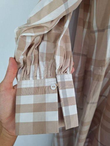 Zoe Kratzmann Mocha Button-up Plaid Dress Size 10 by SwapUp-Online Second Hand Store-Online Thrift Store