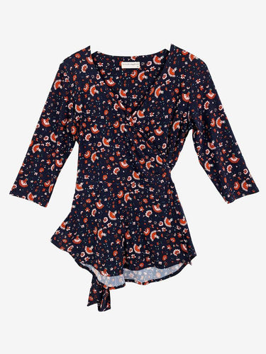 Leina Broughton Navy Floral Wrap Top Size 12 by SwapUp-Online Second Hand Store-Online Thrift Store