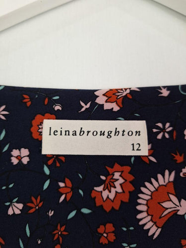 Leina Broughton Navy Floral Wrap Top Size 12 by SwapUp-Online Second Hand Store-Online Thrift Store