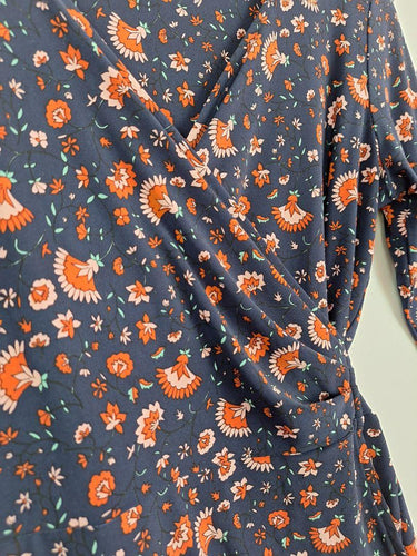 Leina Broughton Navy Floral Wrap Top Size 12 by SwapUp-Online Second Hand Store-Online Thrift Store