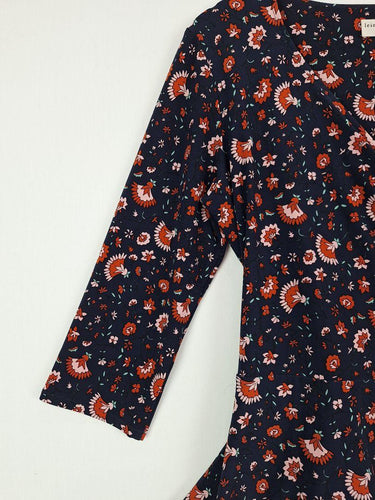 Leina Broughton Navy Floral Wrap Top Size 12 by SwapUp-Online Second Hand Store-Online Thrift Store