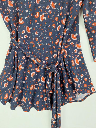Leina Broughton Navy Floral Wrap Top Size 12 by SwapUp-Online Second Hand Store-Online Thrift Store