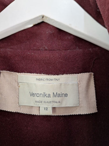 Veronika Maine Merlot Zip Up Wool Blend Winter Warmer Coat Size 12 by SwapUp-Online Second Hand Store-Online Thrift Store
