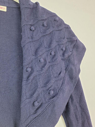 Alannah Hill Navy Fold Over Bobble Cardigan Size 12 by SwapUp-Online Second Hand Store-Online Thrift Store