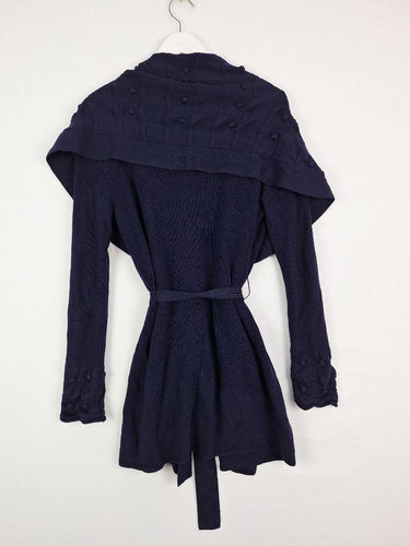 Alannah Hill Navy Fold Over Bobble Cardigan Size 12 by SwapUp-Online Second Hand Store-Online Thrift Store