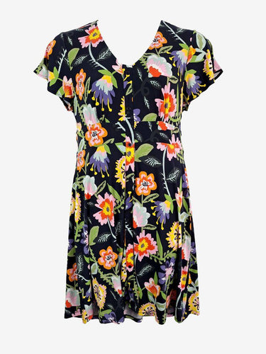 Leona Edmiston Bright Floral Button Front Midi Dress Size 12 by SwapUp-Online Second Hand Store-Online Thrift Store