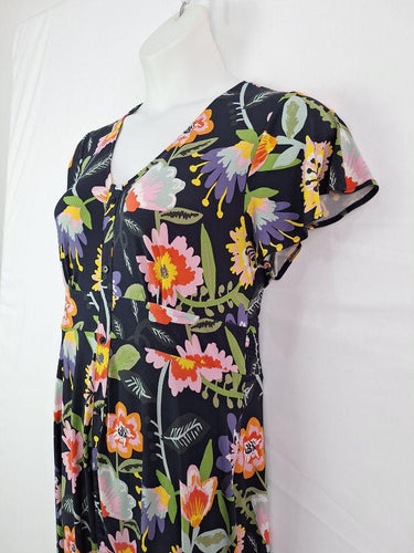 Leona Edmiston Bright Floral Button Front Midi Dress Size 12 by SwapUp-Online Second Hand Store-Online Thrift Store