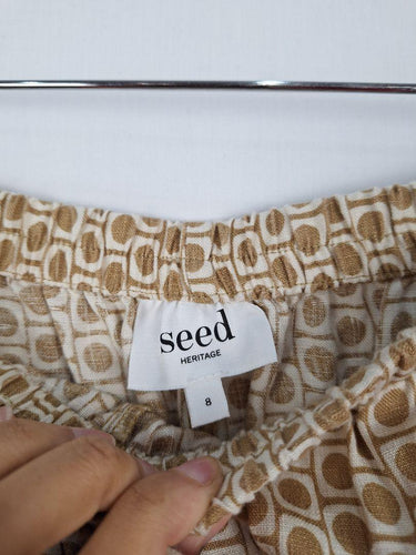 Seed Earthy Geometric Light Linen Pants Size 8 by SwapUp-Online Second Hand Store-Online Thrift Store