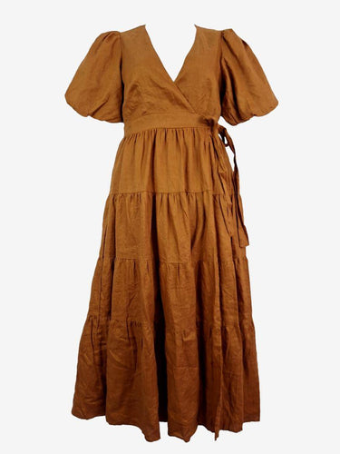 Aere Cinnamon Tiered Linen Dress Size 10 by SwapUp-Online Second Hand Store-Online Thrift Store