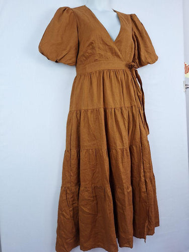 Aere Cinnamon Tiered Linen Dress Size 10 by SwapUp-Online Second Hand Store-Online Thrift Store