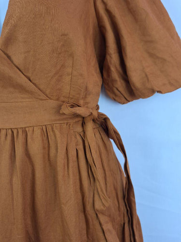 Aere Cinnamon Tiered Linen Dress Size 10 by SwapUp-Online Second Hand Store-Online Thrift Store