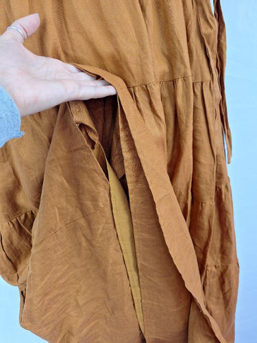 Aere Cinnamon Tiered Linen Dress Size 10 by SwapUp-Online Second Hand Store-Online Thrift Store