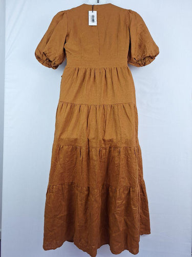 Aere Cinnamon Tiered Linen Dress Size 10 by SwapUp-Online Second Hand Store-Online Thrift Store