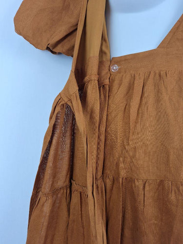 Aere Cinnamon Tiered Linen Dress Size 10 by SwapUp-Online Second Hand Store-Online Thrift Store