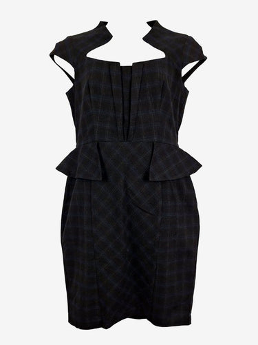 Cue Black and Blue Angular Peplum Dress Size 14 by SwapUp-Online Second Hand Store-Online Thrift Store