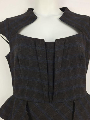 Cue Black and Blue Angular Peplum Dress Size 14 by SwapUp-Online Second Hand Store-Online Thrift Store