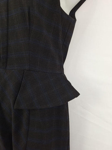 Cue Black and Blue Angular Peplum Dress Size 14 by SwapUp-Online Second Hand Store-Online Thrift Store