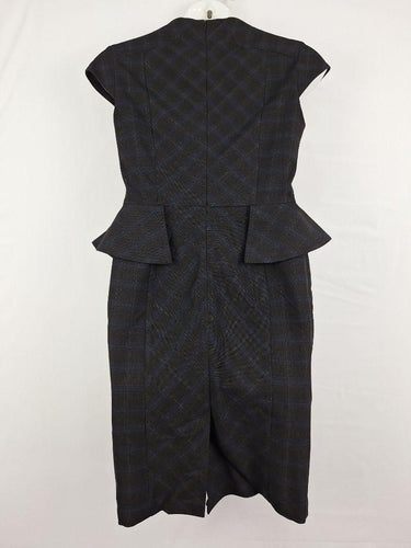 Cue Black and Blue Angular Peplum Dress Size 14 by SwapUp-Online Second Hand Store-Online Thrift Store