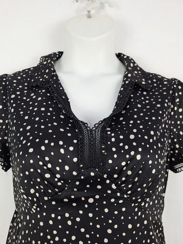 Alannah Hill Spotty Satin Lace Trim Dress Size 14 by SwapUp-Online Second Hand Store-Online Thrift Store