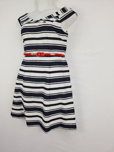 Review Sailor Stripe Belted Midi Dress Size 14 by SwapUp-Online Second Hand Store-Online Thrift Store