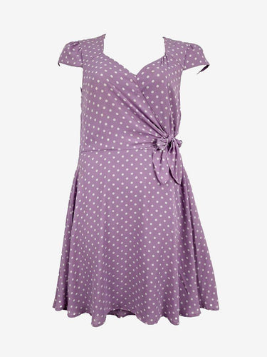 Review Lilac Spotted Wrap Style Dress Size 14 by SwapUp-Online Second Hand Store-Online Thrift Store