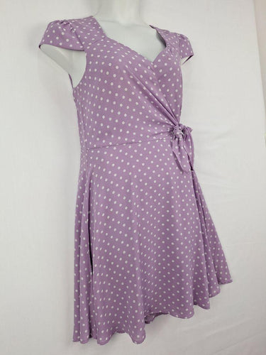 Review Lilac Spotted Wrap Style Dress Size 14 by SwapUp-Online Second Hand Store-Online Thrift Store