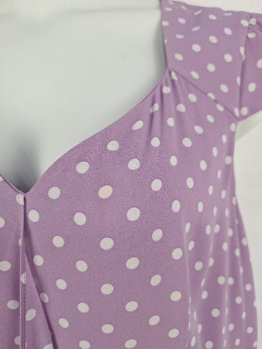Review Lilac Spotted Wrap Style Dress Size 14 by SwapUp-Online Second Hand Store-Online Thrift Store