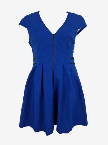 Cue Cobalt Zip Front Midi Dress Size 14 by SwapUp-Online Second Hand Store-Online Thrift Store