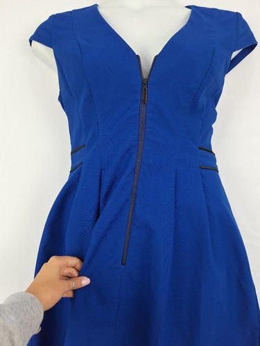 Cue Cobalt Zip Front Midi Dress Size 14 by SwapUp-Online Second Hand Store-Online Thrift Store