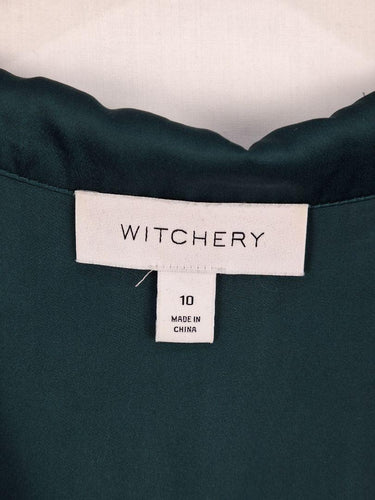Witchery Jade Silk Gathered Office Blouse Size 10 by SwapUp-Online Second Hand Store-Online Thrift Store