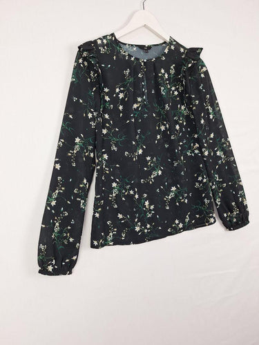 Cue Sheer Floral Keyhole Office Blouse Size 10 by SwapUp-Online Second Hand Store-Online Thrift Store
