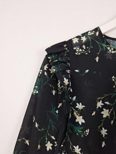 Cue Sheer Floral Keyhole Office Blouse Size 10 by SwapUp-Online Second Hand Store-Online Thrift Store