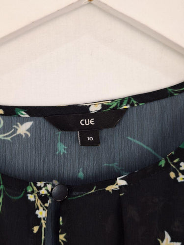Cue Sheer Floral Keyhole Office Blouse Size 10 by SwapUp-Online Second Hand Store-Online Thrift Store