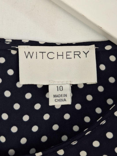 Witchery Flowy Navy Spotted Top Size 10 by SwapUp-Online Second Hand Store-Online Thrift Store