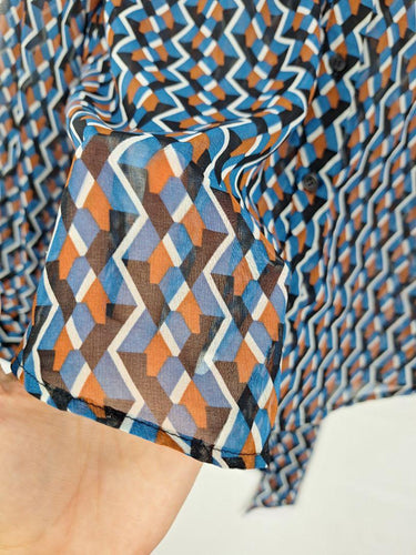 Cue Sheer Geometric Tied Neck Shirt Size 10 by SwapUp-Online Second Hand Store-Online Thrift Store
