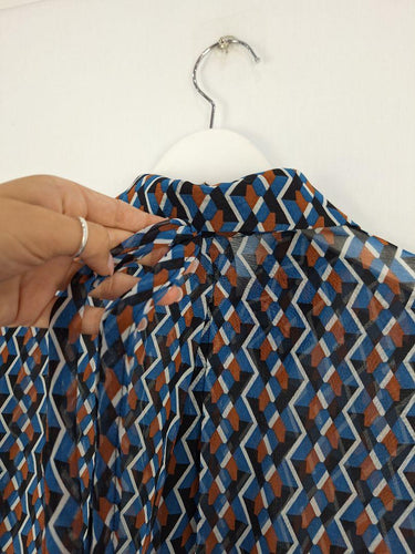 Cue Sheer Geometric Tied Neck Shirt Size 10 by SwapUp-Online Second Hand Store-Online Thrift Store