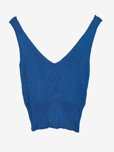 Cue Azure Plunging Ribbed Knit Top Size M by SwapUp-Online Second Hand Store-Online Thrift Store