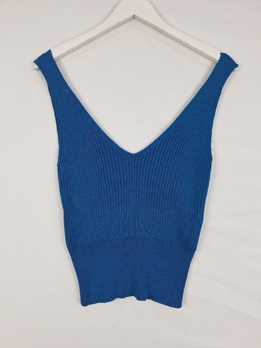Cue Azure Plunging Ribbed Knit Top Size M by SwapUp-Online Second Hand Store-Online Thrift Store