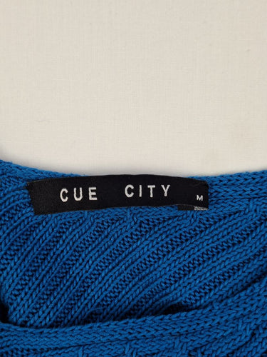 Cue Azure Plunging Ribbed Knit Top Size M by SwapUp-Online Second Hand Store-Online Thrift Store