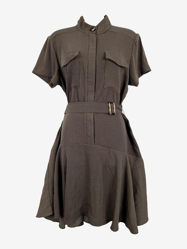 Cue Khaki Utility Zip Up Midi Dress Size 10 by SwapUp-Online Second Hand Store-Online Thrift Store