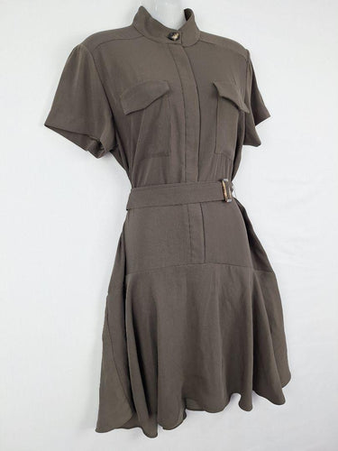 Cue Khaki Utility Zip Up Midi Dress Size 10 by SwapUp-Online Second Hand Store-Online Thrift Store