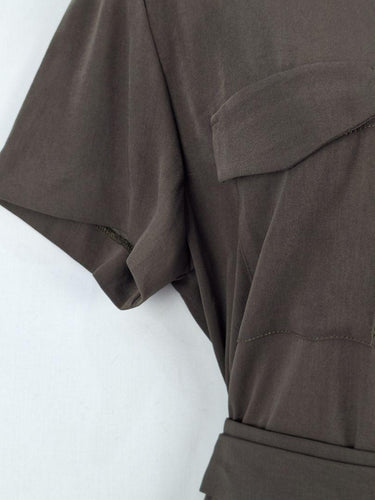 Cue Khaki Utility Zip Up Midi Dress Size 10 by SwapUp-Online Second Hand Store-Online Thrift Store