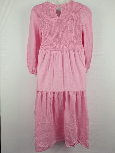 Alessandra Shirred Out To Lunch Linen Midi Dress Size L by SwapUp-Online Second Hand Store-Online Thrift Store
