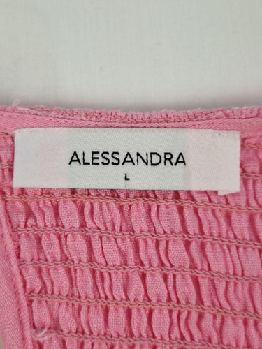 Alessandra Shirred Out To Lunch Linen Midi Dress Size L by SwapUp-Online Second Hand Store-Online Thrift Store