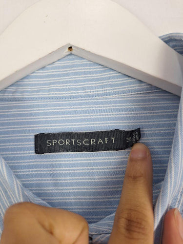 Sportscraft Double Stripe Cotton Office Staple Shirt Size 14 by SwapUp-Online Second Hand Store-Online Thrift Store