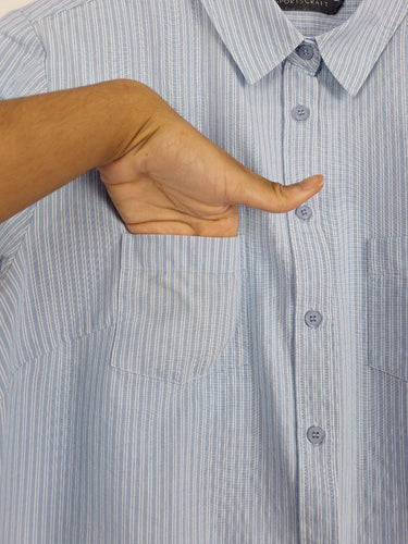 Sportscraft Double Stripe Cotton Office Staple Shirt Size 14 by SwapUp-Online Second Hand Store-Online Thrift Store